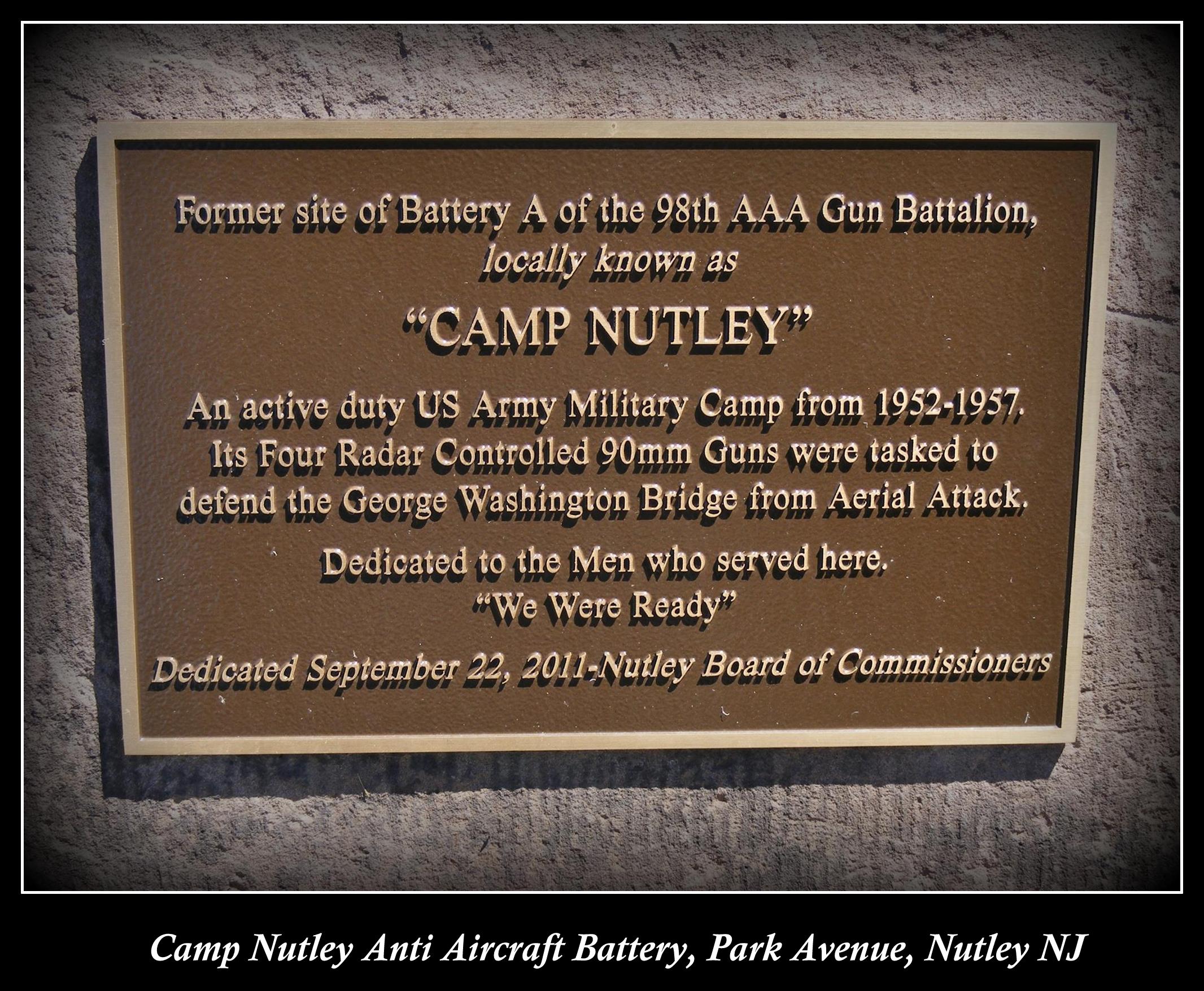 Camp Nutley Anti-Aircraft Radar Gun Battery, Nutley NJ, Cold War