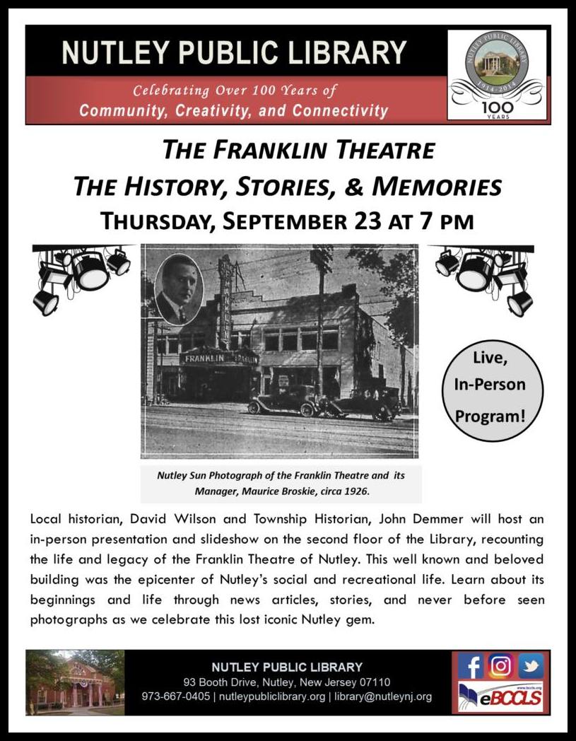 Nutley Public Library: Franklin Theatre - history, stories, memories