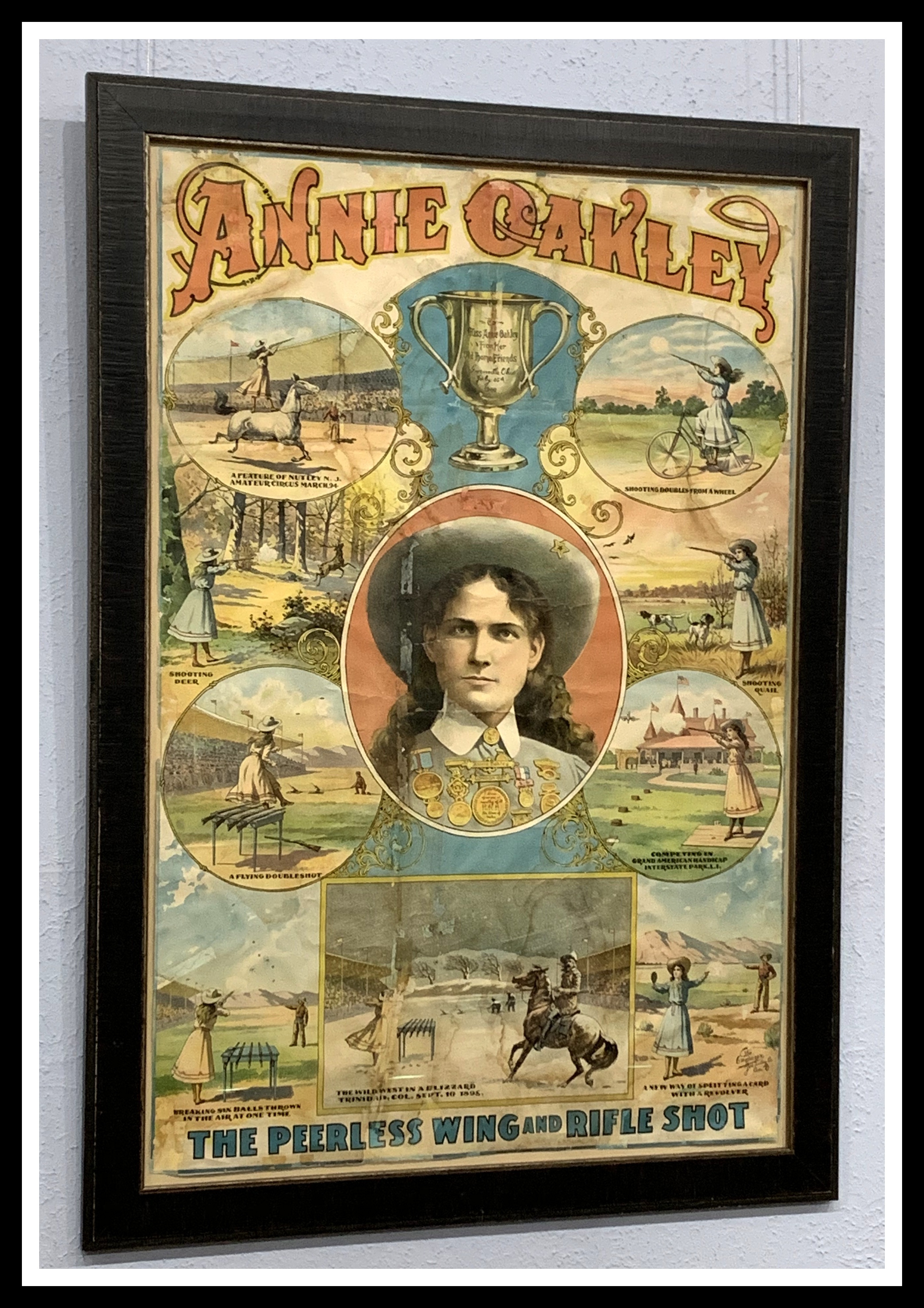 Nutley NJ Museum Exhibit: Annie Oakley poster - Peerless wing and rifle shot