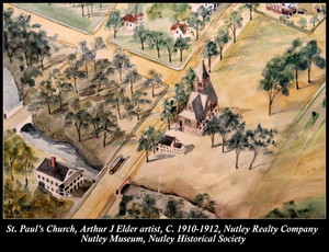 St. Paul's Church, Arthur J Elder artist, C. 1910-1912, Nutley NJ