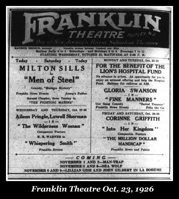 Franklin Theatre, Nutley NJ, a brief history