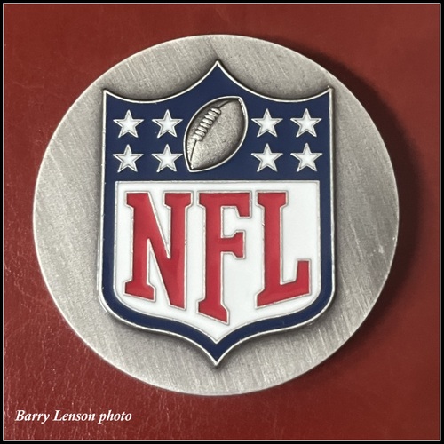 Nutley NJ native NFL line judge Robin DeLorenzo medallion proffered to Nutley Museum, Nutley NJ