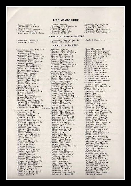 Nutley NJ Museum Dedication, 1954: Life members, contributing members, annual members