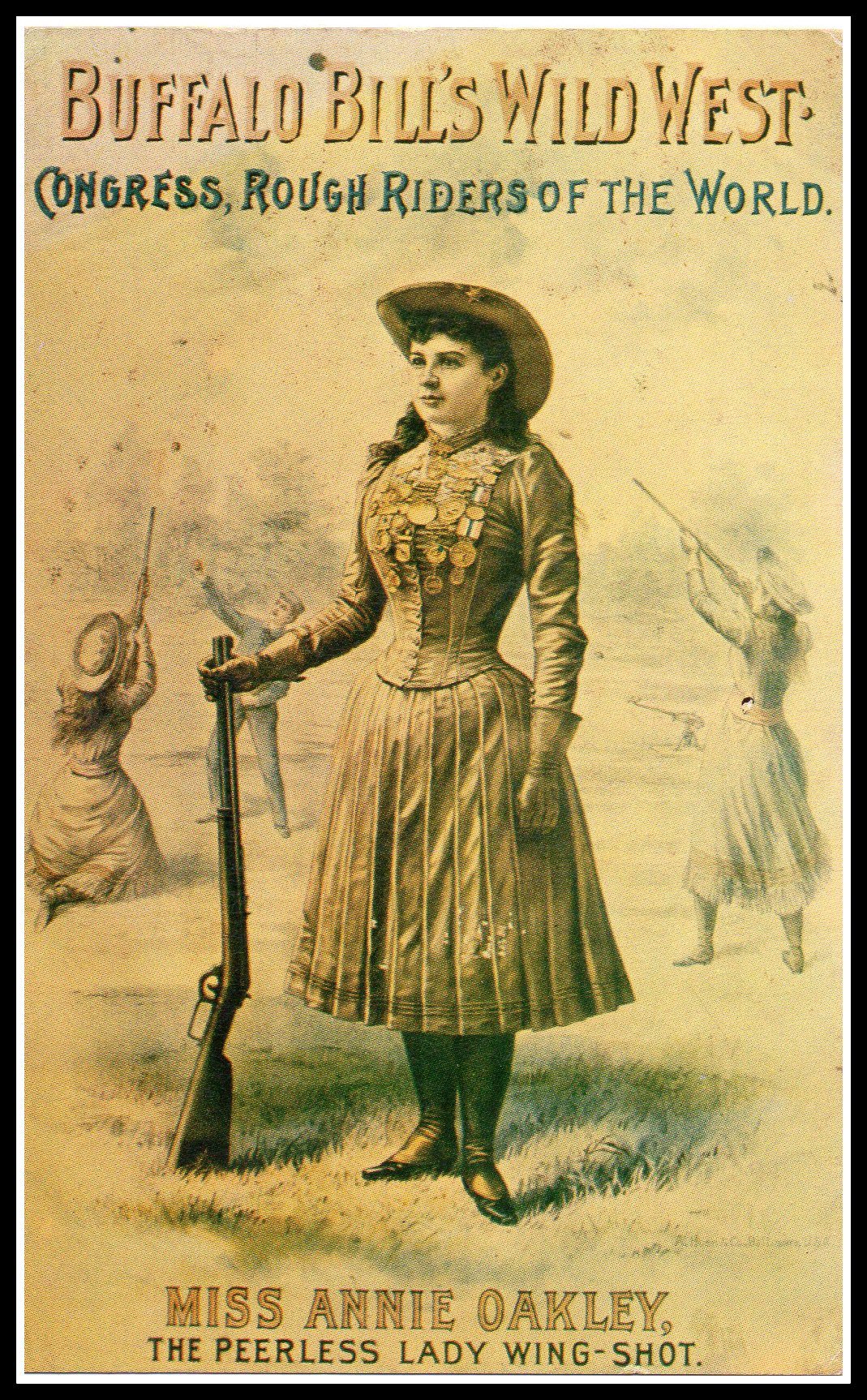 Nutley NJ Museum Exhibit: Annie Oakley poster, Peerless Lady Wing-Shot