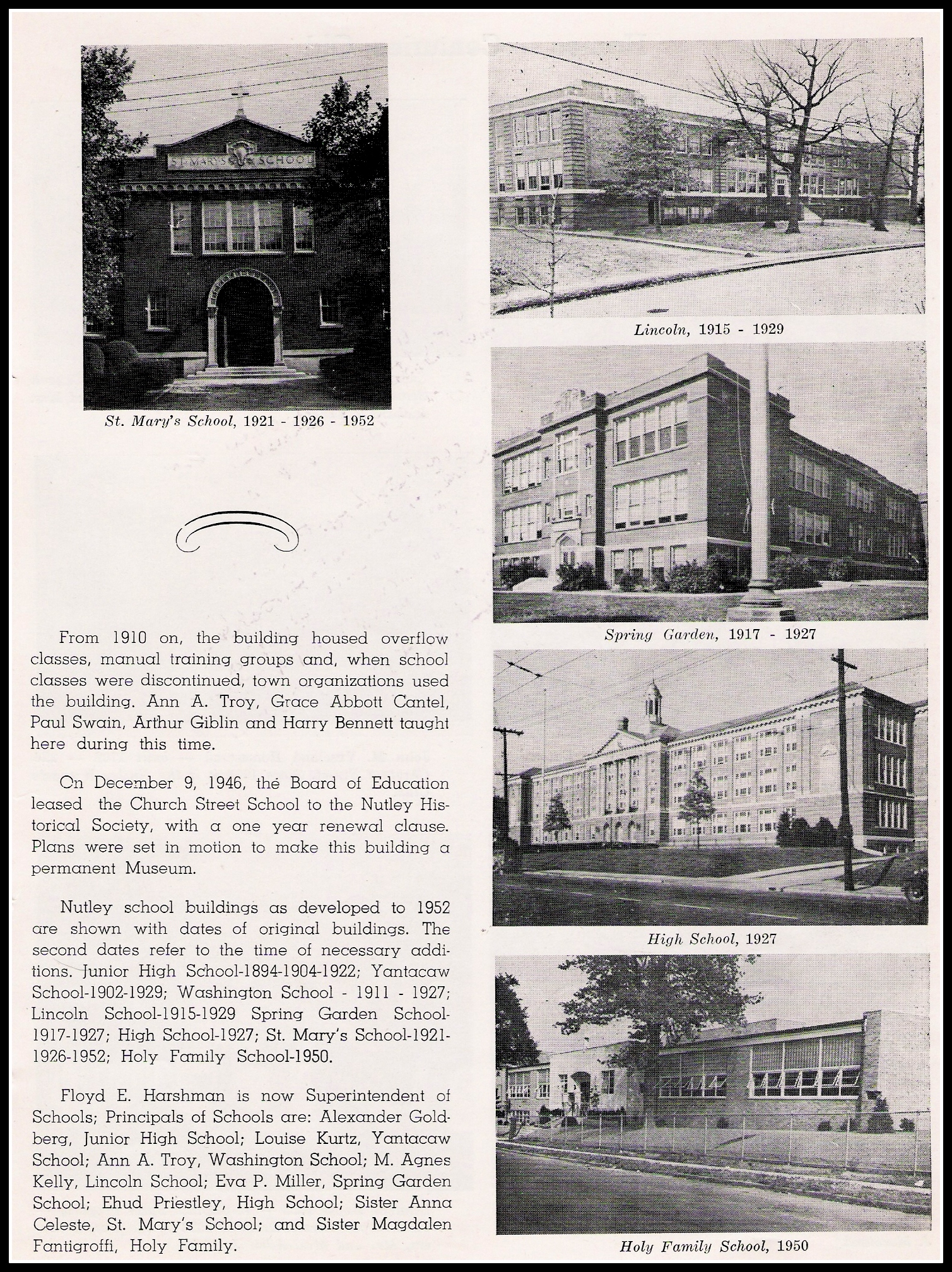 Nutley NJ schools, brief history