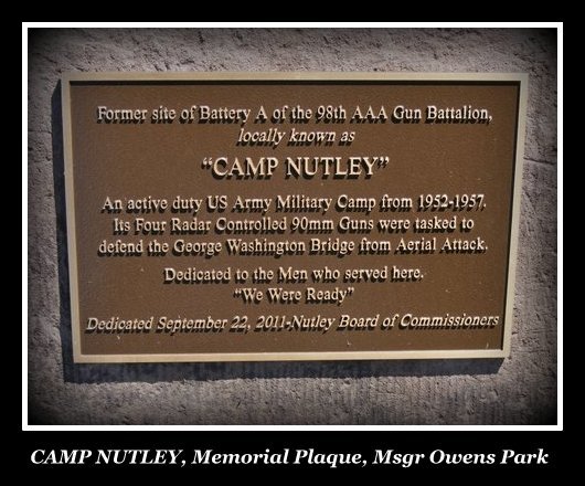 Camp Nutley Memorial Plaque at Msgr Owens Park